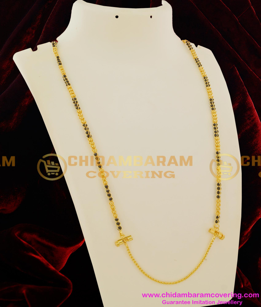 THN12-LG - 30 Inches Long Black Beads Model Mangalsutra Malaysian Thali Chain Online