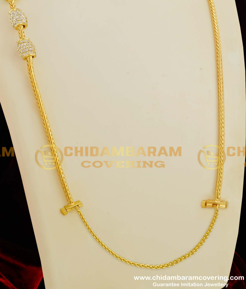 THN28-LG - 30 Inches Long One Gram Gold Plated Screw Fitted Mugappu Chain Buy Online