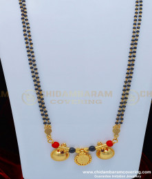 THN49 - Traditional Double Coral with Black Beads and Lakshmi Vatti Traditional Mangalsutra for Kannada Women