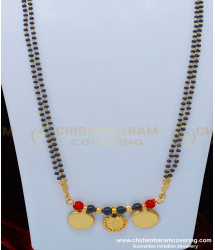 THN50 - Traditional Telugu Thali Double Coral with Black Beads and Lakshmi Vatti Mangalsutra Buy Online