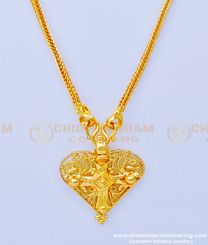 THN54-LG - 30 Inches Christian Wedding Cross Dollar Mangalyam One Gram Gold Guaranteed Thali Chain